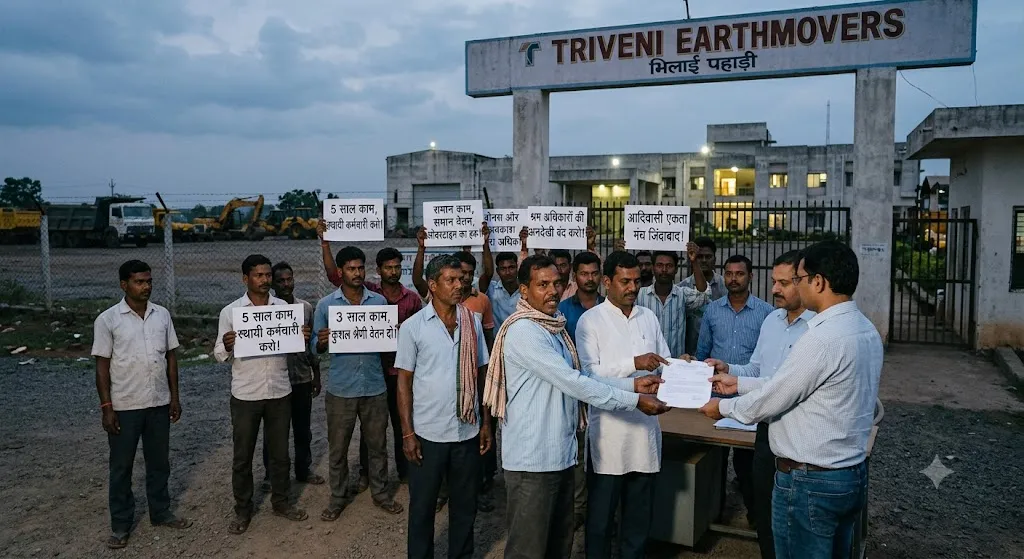 जमशेदपुर: आदिवासी एकता मंच ने त्रिवेणी अर्थमूवर्स ठेका मजदूरों की मांगें प्रबंधन को सौंपी