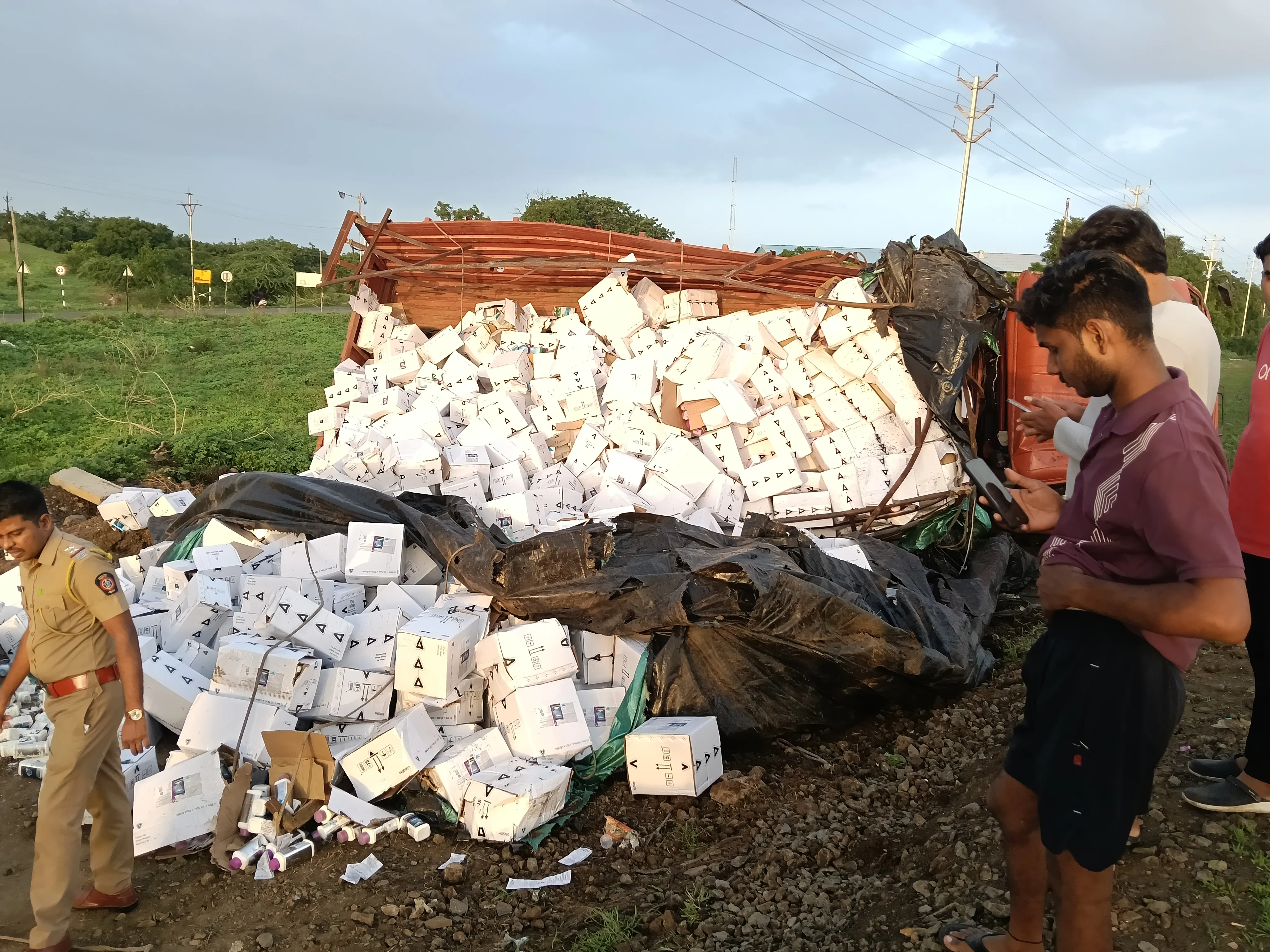 पाळधी बायपासवर मालवाहू वाहन पलटी; चालकाचे नियंत्रण सुटल्याने अपघात, जीवितहानी टळली