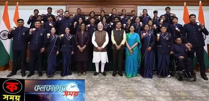 ৭, লোক কল্যাণ মার্গে কমনওয়েলথ গেমস পদক বিজয়ীদের সংবর্ধনা