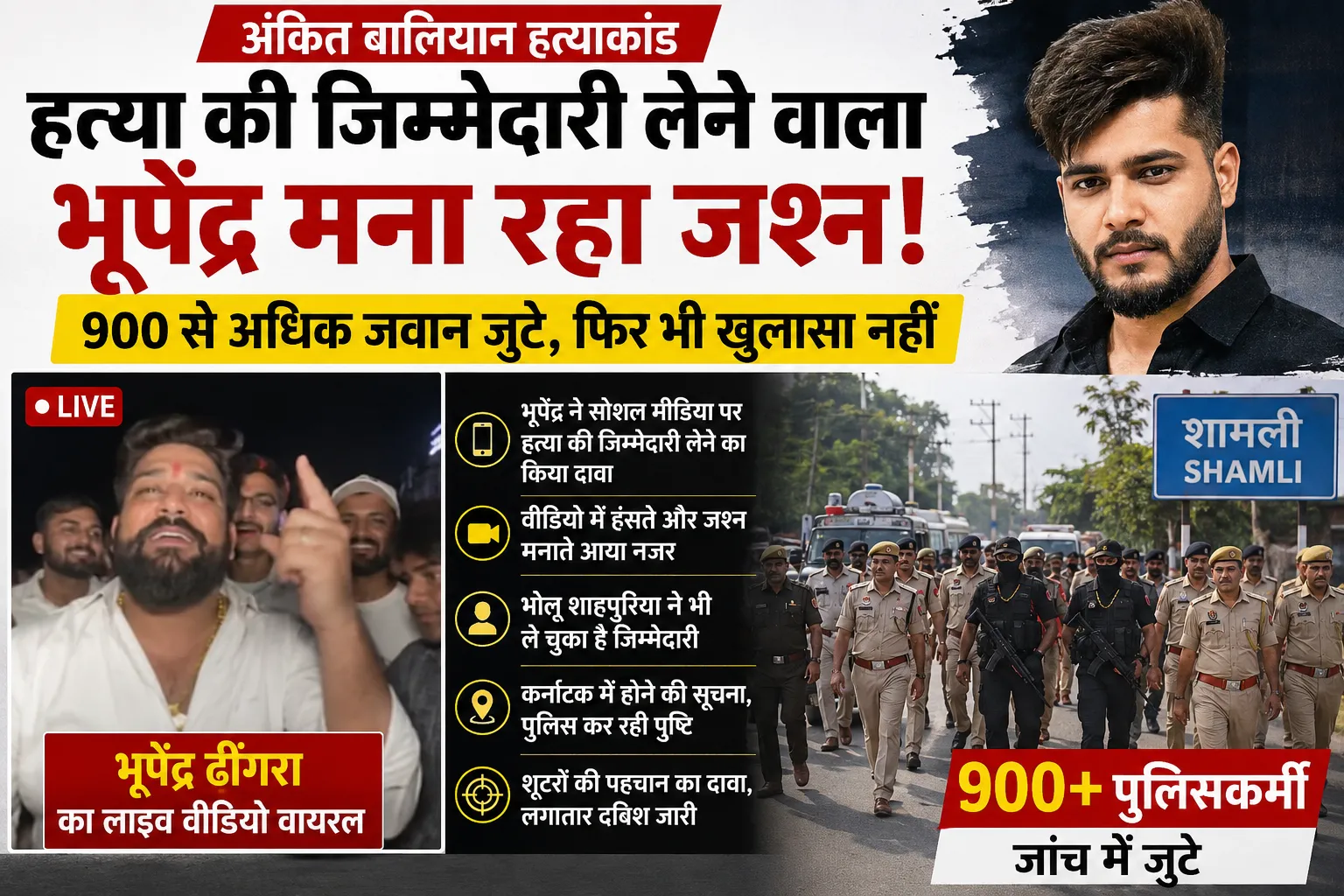 अंकित बालियान हत्याकांड: हत्या की जिम्मेदारी लेने का दावा करने वाला भूपेंद्र सोशल मीडिया पर आया नजर, 900 से ज्यादा पुलिस