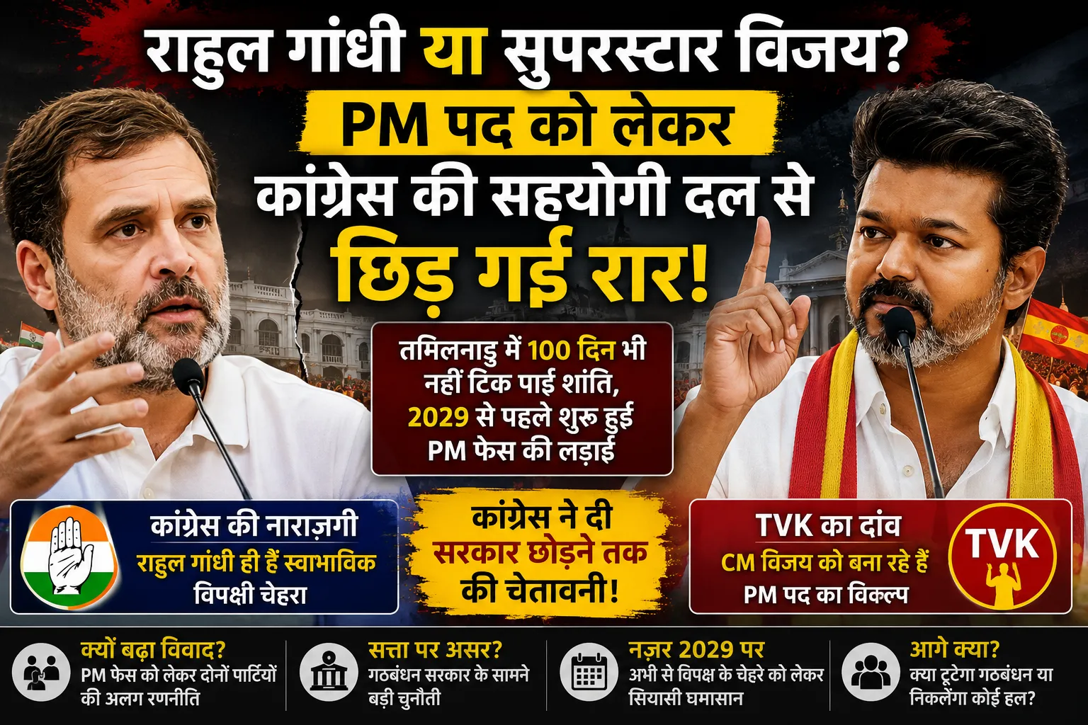 राहुल गांधी या सुपरस्टार विजय? तमिलनाडु में 2029 से पहले ही छिड़ा ‘PM फेस’ का संग्राम, गठबंधन टूटने तक पहुंची बात!