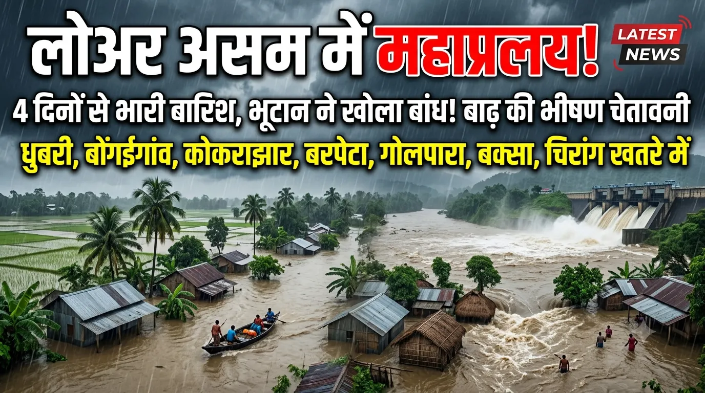 निचले असम में लगातार मूसलाधार बारिश, बाढ़ का खतरा बढ़ा