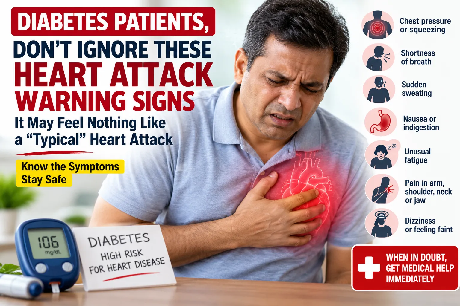 Diabetes Patients, Don’t Ignore These Heart Attack Warning Signs: It May Feel Nothing Like a “Typical” Heart Attack