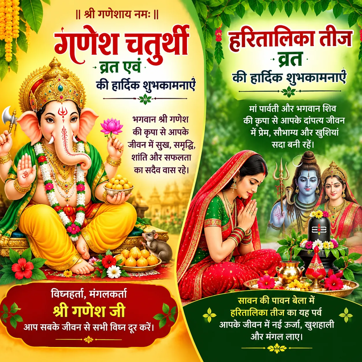 गणेश चतुर्थी और हरितालिका तीज पर गूंजे जयकारे, मंदिरों में उमड़ी श्रद्धालुओं की भीड़