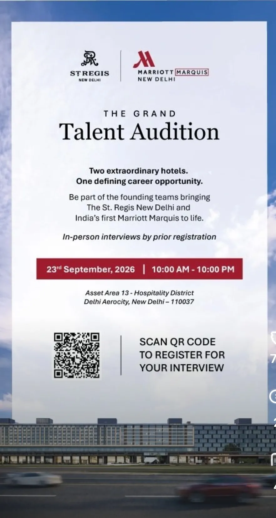 Marriott International Announces Mass Hiring Drive for The St.Regis and India's First Marriott Marquis in Delhi Aerocity