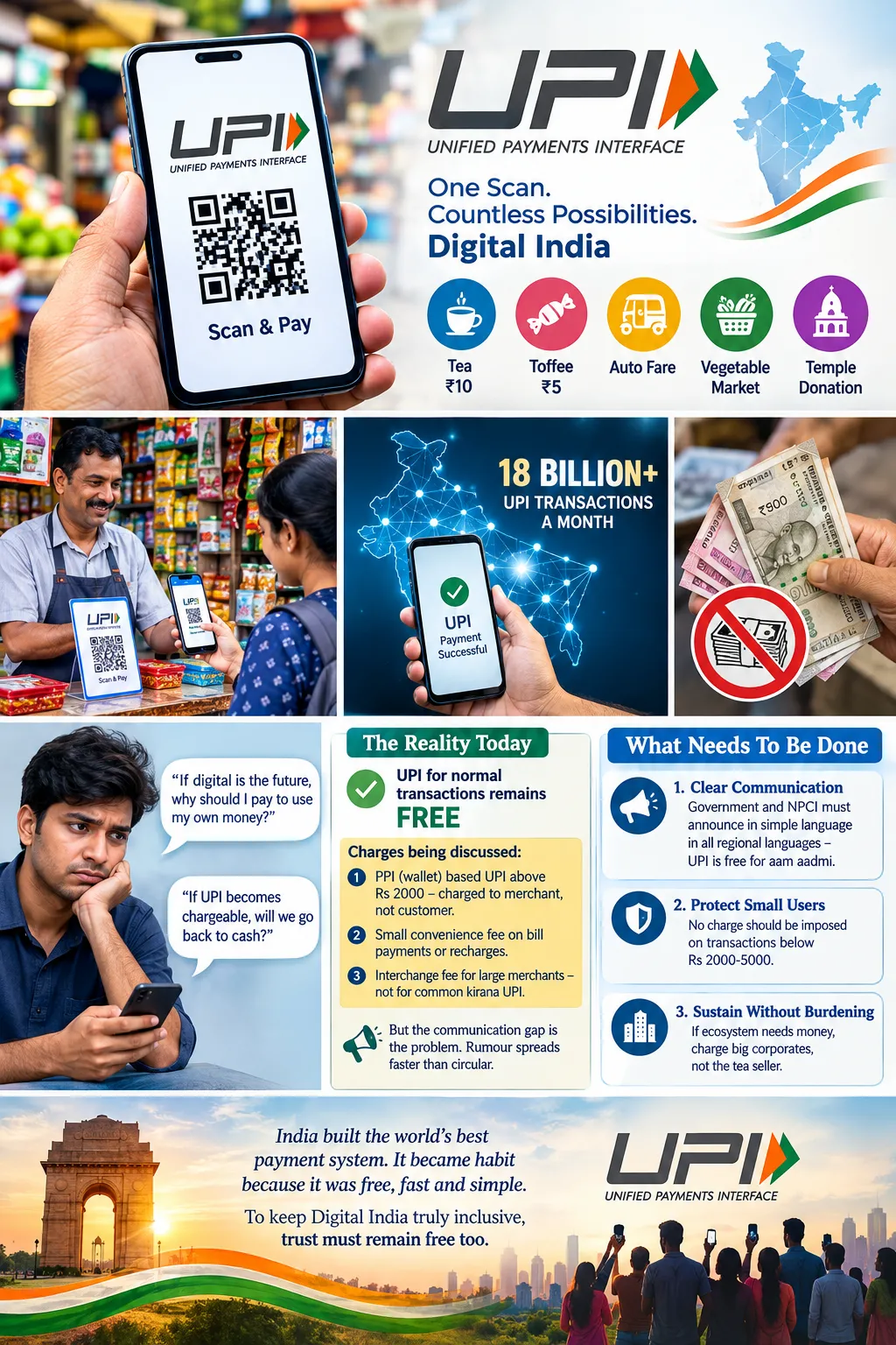 NATION IN FOCUS | DIGITAL ECONOMY.
India's Digital Dream on UPI: Addicted to Scan & Pay, But Anxious About Charges.