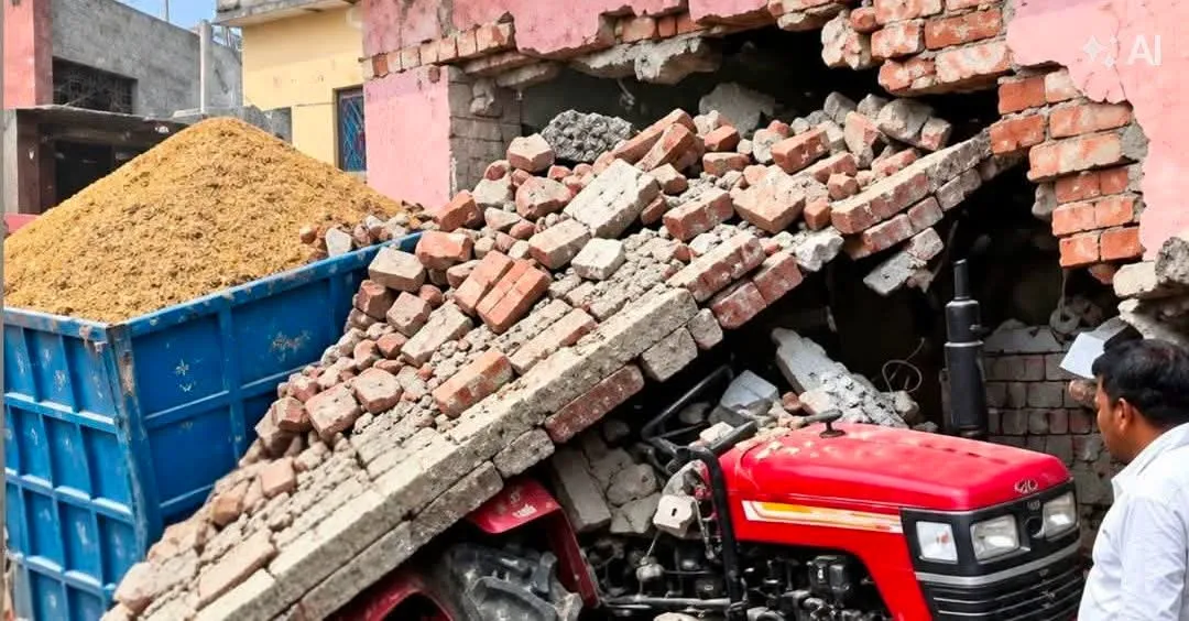 नवादा में दर्दनाक हादसा: ईंट उतारते समय दीवार गिरी, ट्रैक्टर चालक की मौत