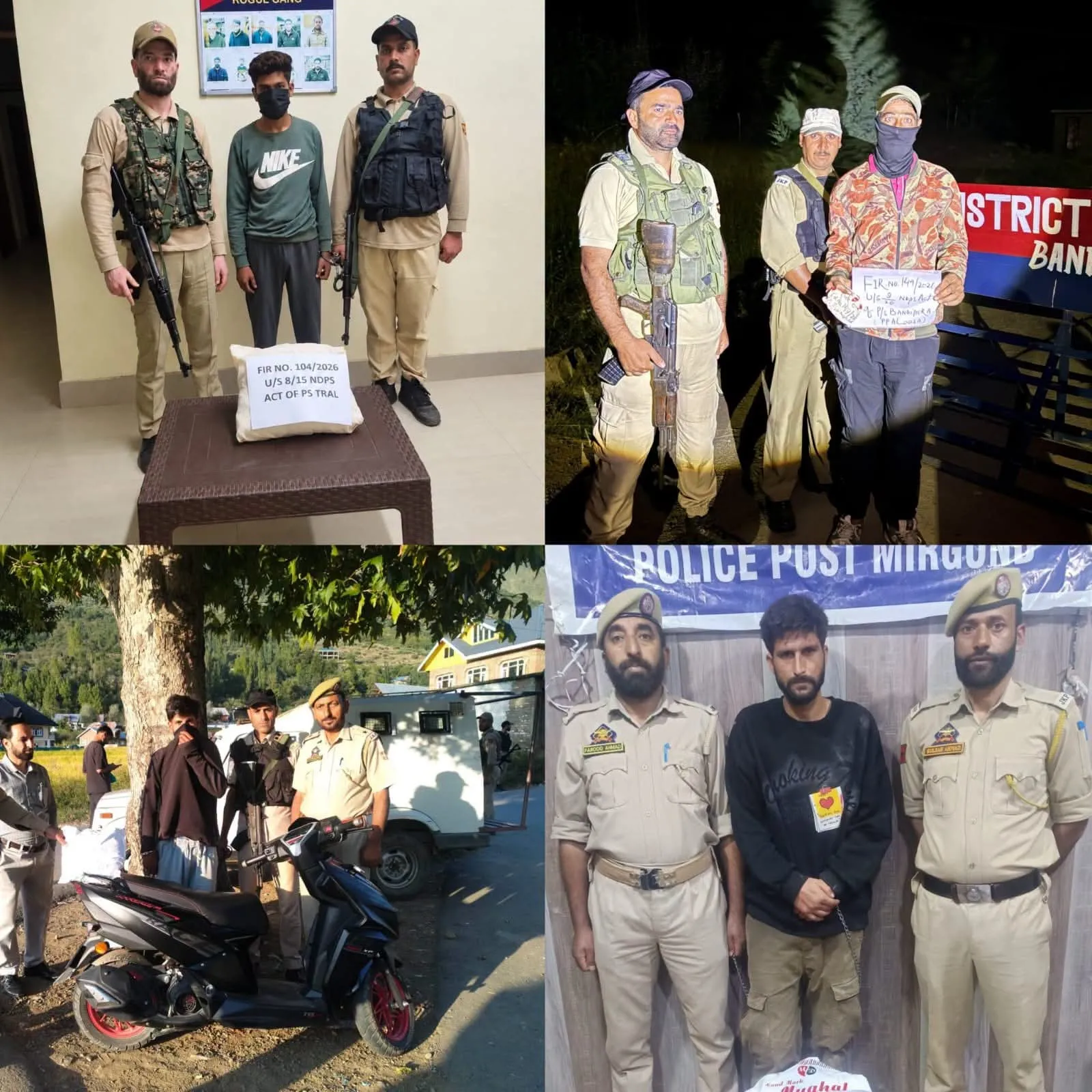 *J&K Police arrests 04 drug peddlers; Contraband substances recovered*

*September 15:* ```Continuing its sustained effo
