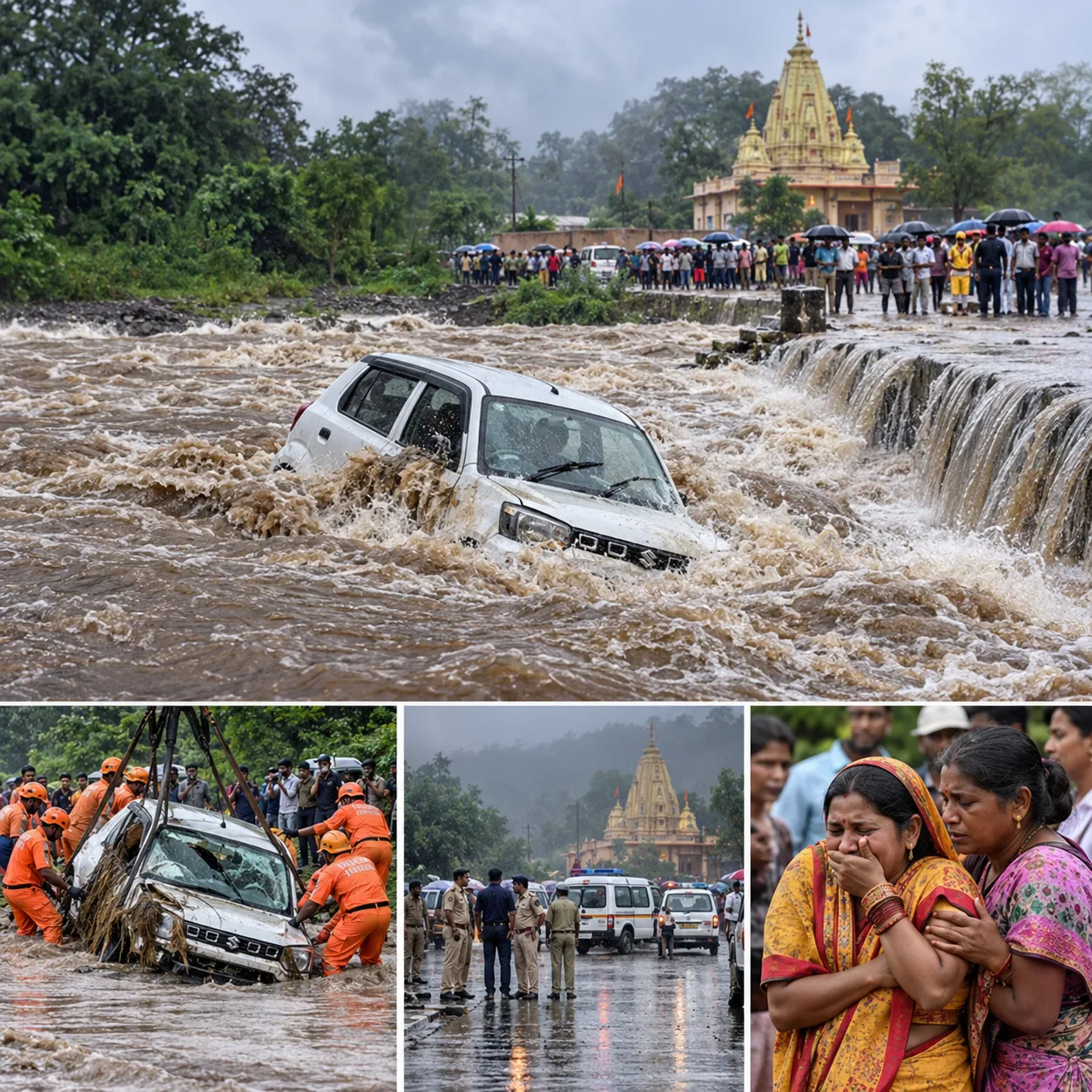 Pilgrimage Turns Into Last Journey: 8 Odia Devotees Washed Away In MP Drain,Car Swept In Flood Near Maa Baglamukhi