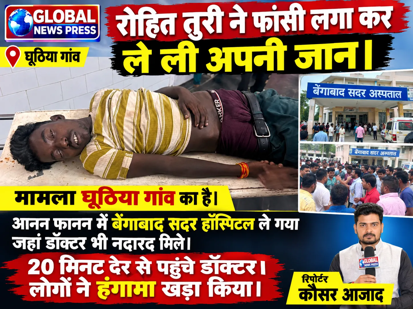घुठिया में 21 वर्षीय युवक रोहित की मौत, अस्पताल में देरी को लेकर हंगामा