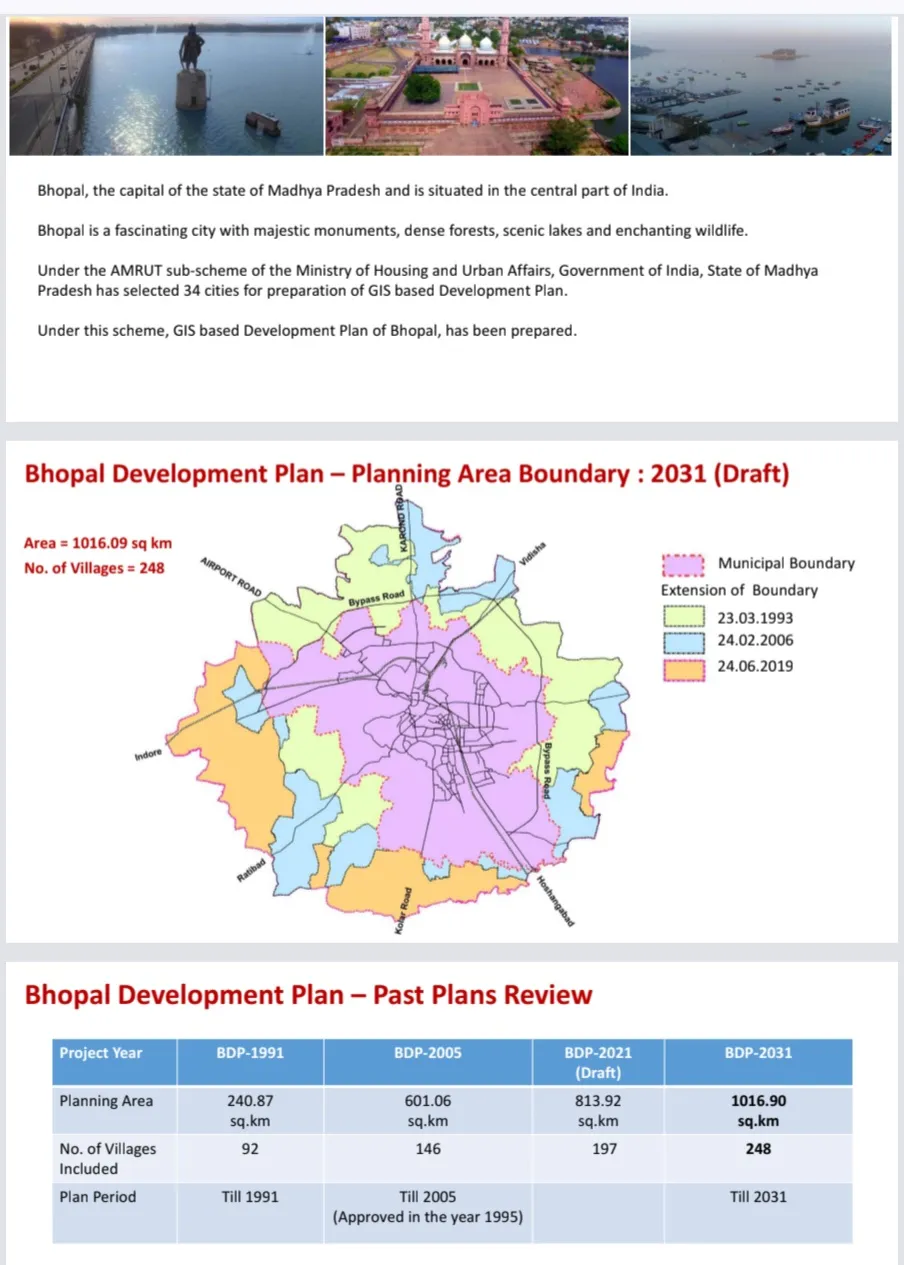 मध्य प्रदेश सरकार ने सितंबर 2026 में भोपाल विकास योजना-2047 (भोपाल मास्टर प्लान-2047) का आधिकारिक प्रारूप (ड्राफ्ट) जारी