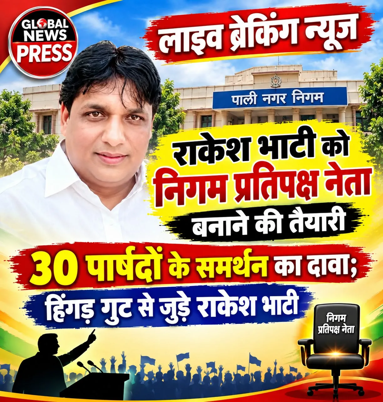 30 पार्षदों ने थामा राकेश भाटी का हाथ, प्रतिपक्ष नेता बनाने की तैयारी तेज