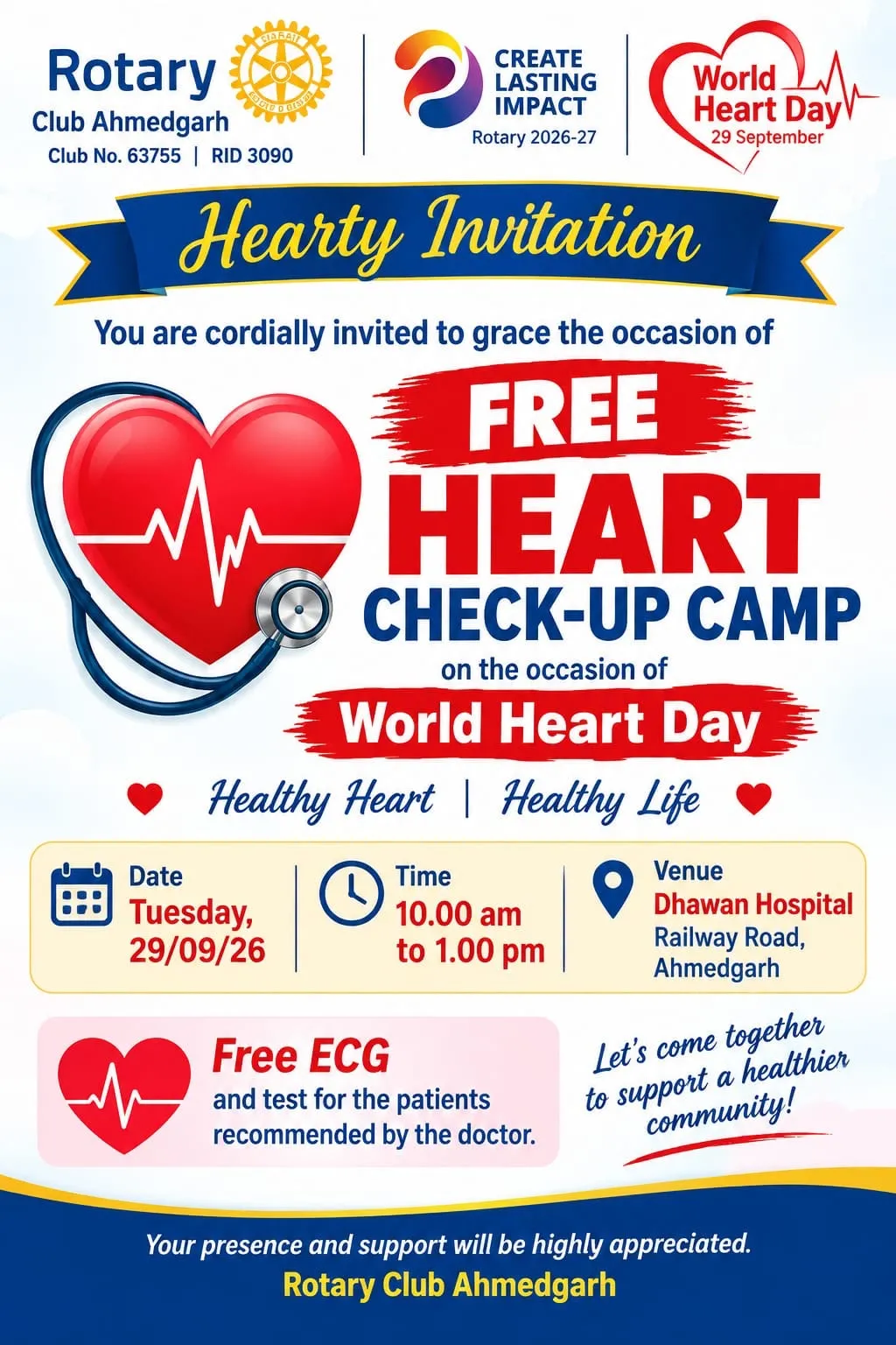 Heart check up camp (rotary club Ahmedgarh)