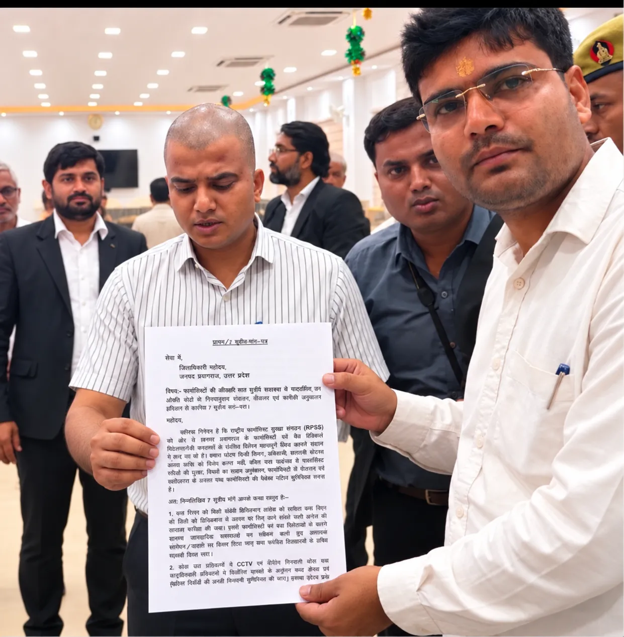 राष्ट्रीय फार्मासिस्ट सुरक्षा संगठन ने जिलाधिकारी प्रयागराज को सौंपा 7 सूत्रीय मांग-पत्र।