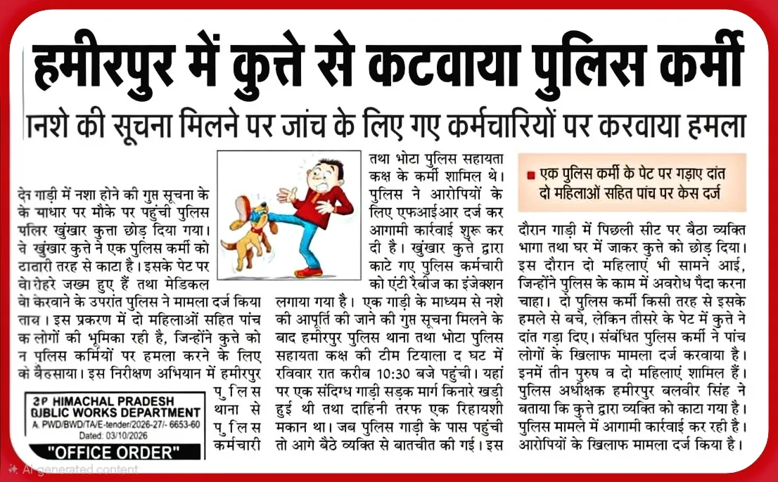 Hamirpur में नशे के सौदागर को पकड़ने गई पुलिस,
सौदागर ने आगे से कुत्ता छोड़ दिया! 🐕😂