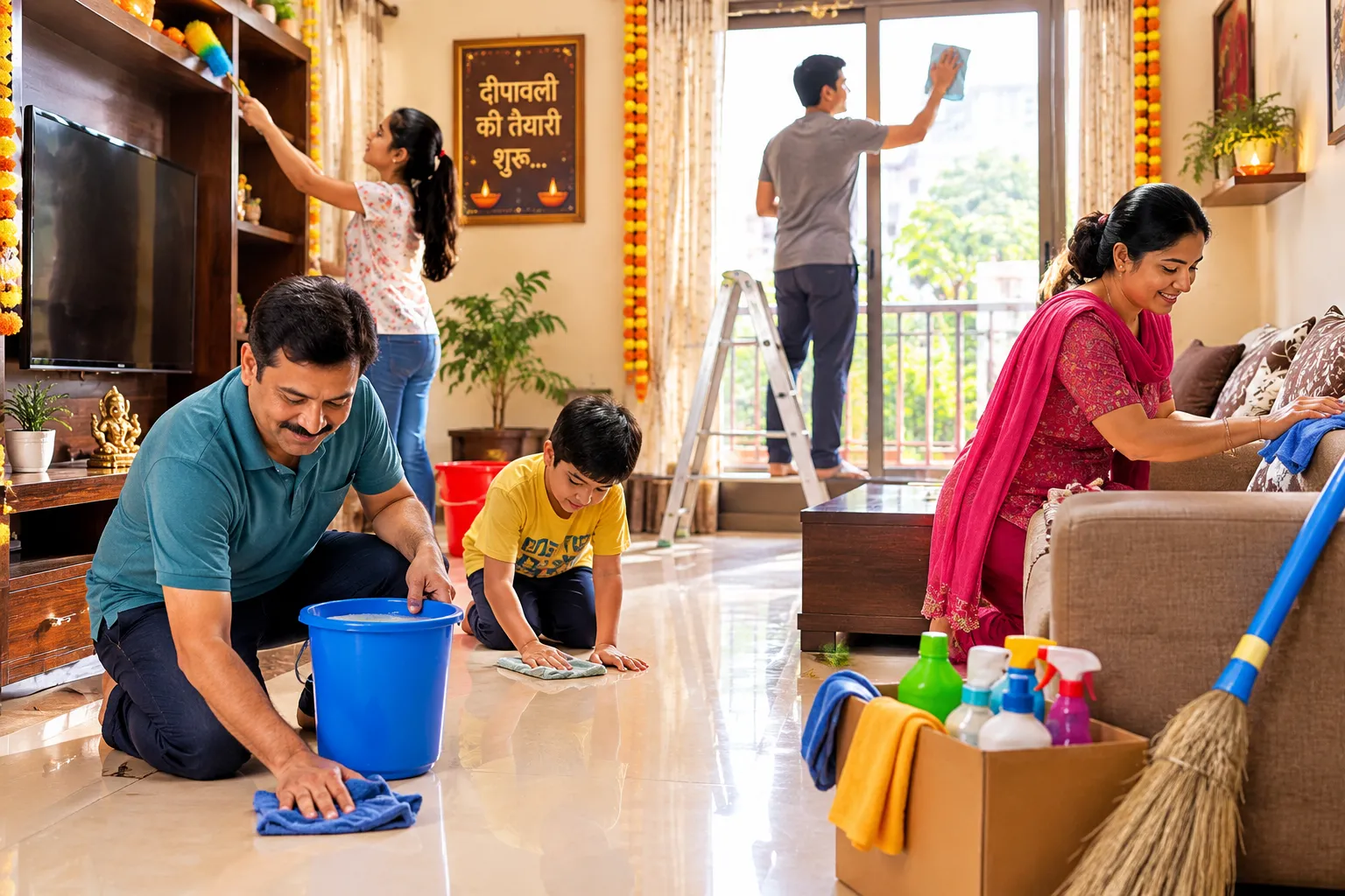 दीपावली से पहले घर की सफाई ऐसे शुरू करें: सही क्रम, जरूरी कदम और समय-सारण
