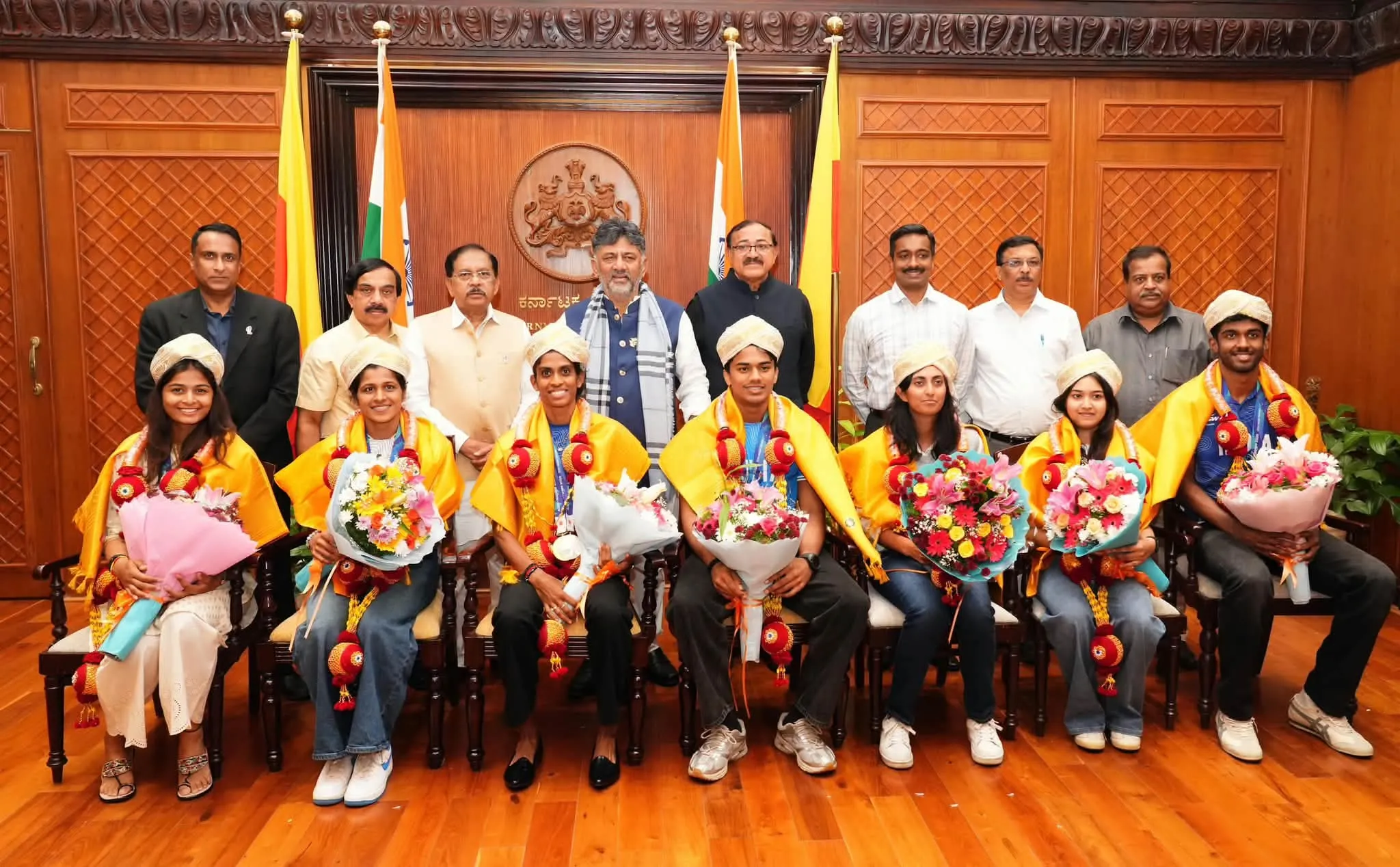 2026 Asian Games medal-winning athletes from Karnataka felicitated at Vidhana Soudha