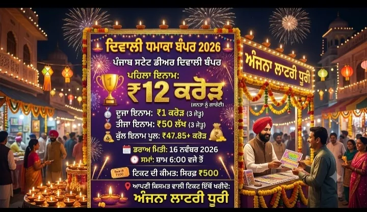 Dhuri (पंजाब) की अंजना लॉटरी ने ‘पंजाब स्टेट दीवाली बंपर 2026’ के टिकटों की बिक्री शुरू क