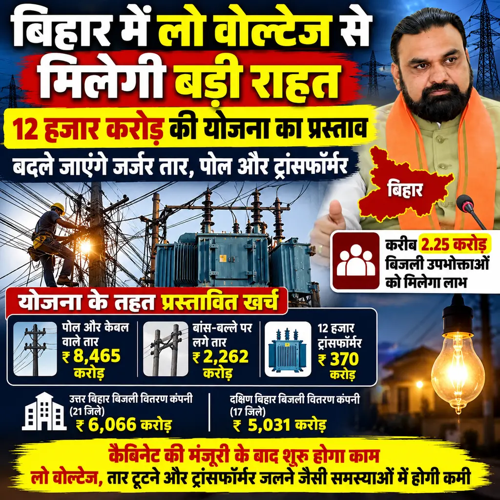 िहार में लो वोल्टेज की समस्या घटाने को ऊर्जा विभाग ने 12 हजार करोड़ की योजना प्रस्तावित क