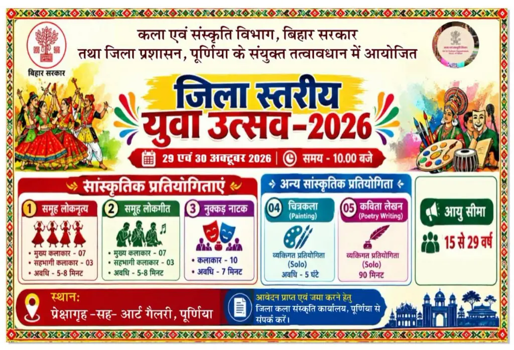 जिला स्तरीय युवा उत्सव 2026  29th से 30th October 2026