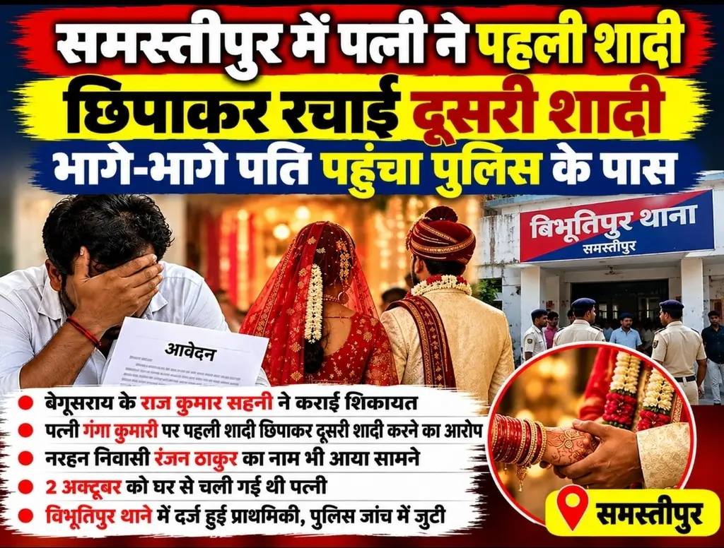 मस्तीपुर में पहली शादी छिपाकर दूसरी शादी का आरोप, पति ने पुलिस में दी शिकाय