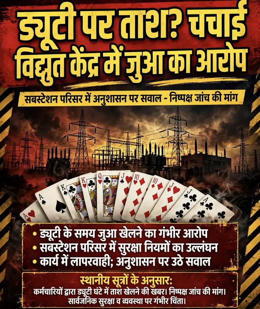 चचाई विद्युत केंद्र में ड्यूटी के दौरान ताश खेलने का आरोप, ऑपरेटर की भूमिका पर सवाल