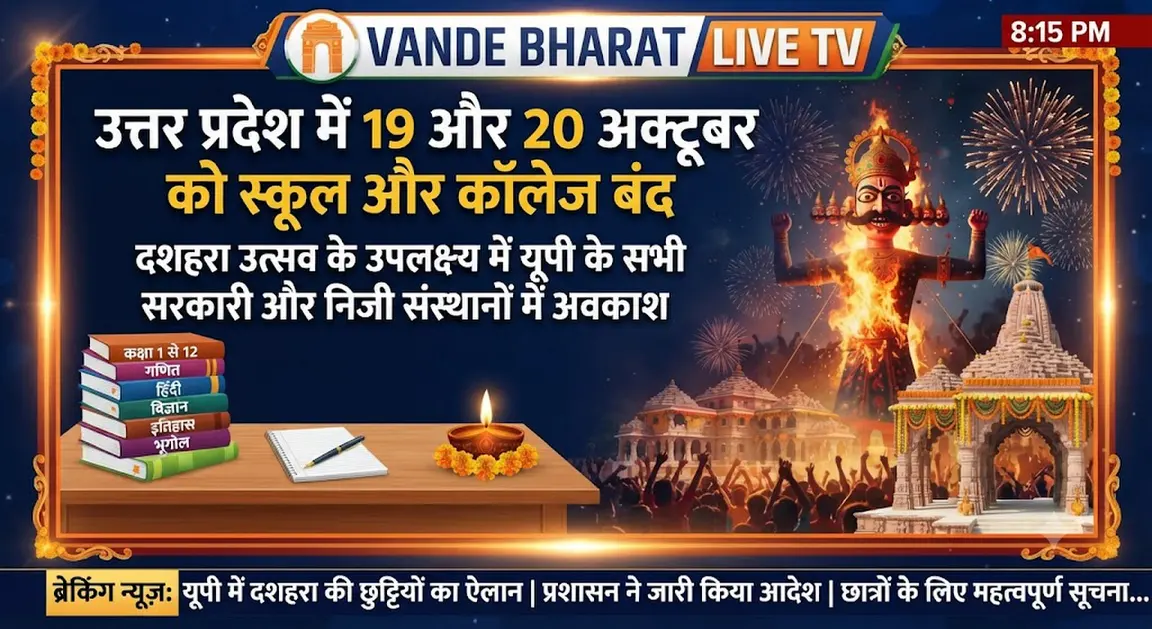 उत्तर प्रदेश में 19 और 20 अक्टूबर को सभी स्कूल, कॉलेज और सरकारी दफ्तर रहेंगे बंद, महानवमी और दशहरे पर बड़ा अवकाश घोषित