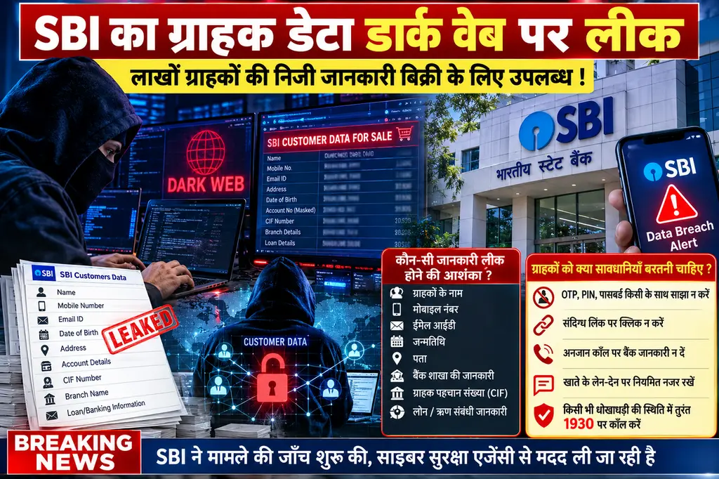 SBI के ग्राहकों का डेटा डार्क वेब पर मिलने से चिंता बढ़ी, 3,897 रिकॉर्ड में निजी जानकारी बैंक फ्रॉड होने की आशंका;