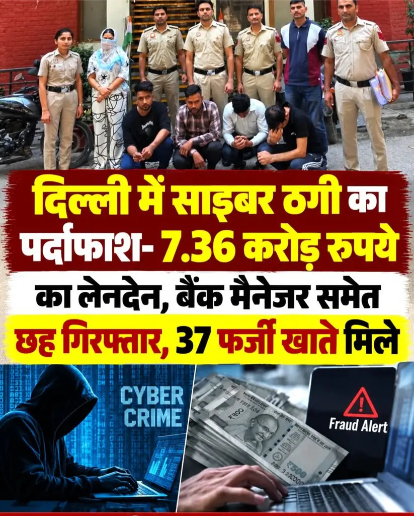 िल्ली में 7.36 करोड़ की साइबर ठगी का पर्दाफाश, बैंक मैनेजर समेत 6 गिरफ्तार