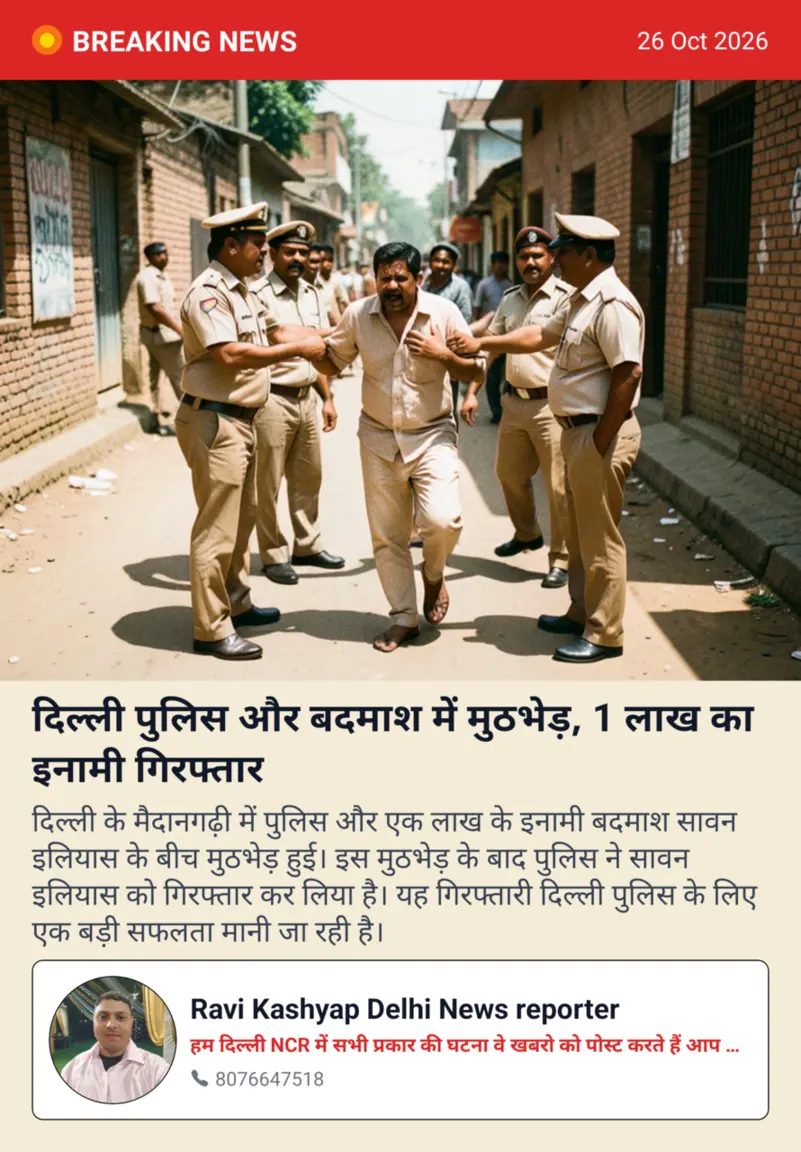 दिल्ली पुलिस और बदमाश में मुठभेड़, 1 लाख का इनामी गिरफ्तार
