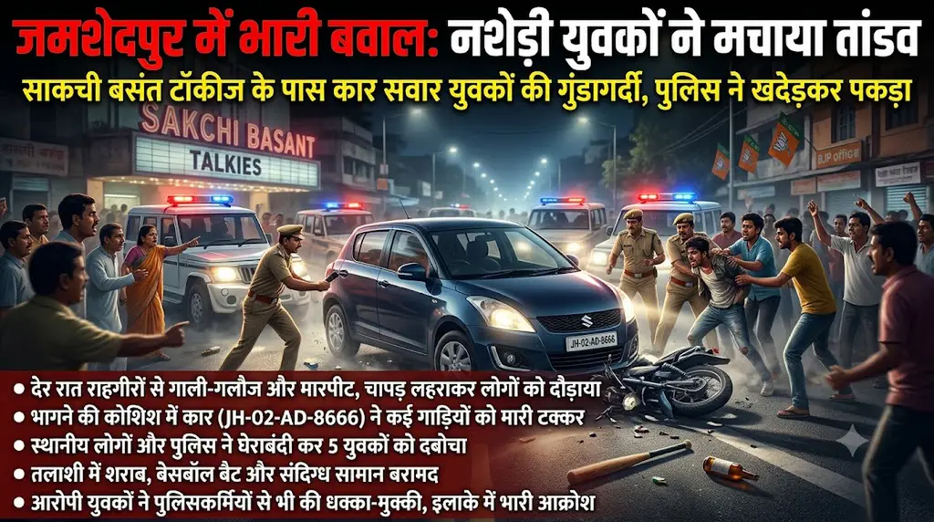 जमशेदपुर: साकची में नशे में युवकों ने किया उत्पात, पांच गिरफ्तार