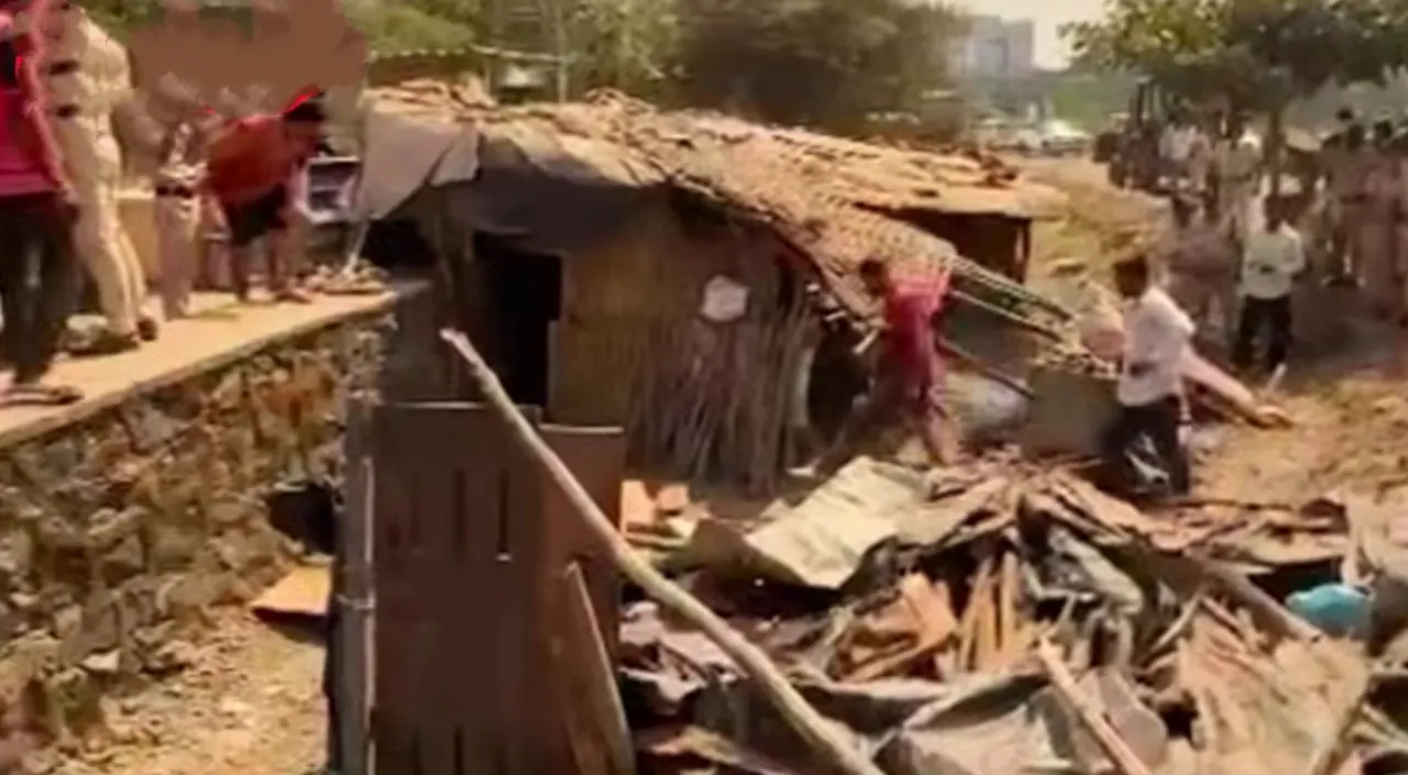 सिडकोच्या अतिक्रमण मोहिमेदरम्यान खारघरमध्ये आदिवासी दिव्यांग व्यक्तीचा मृत्यू; नातेवाईक आक्रमक!!