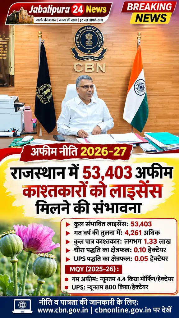 राजस्थान में 53,403 अफीम काश्तकारों को लाइसेंस मिलने की संभावना