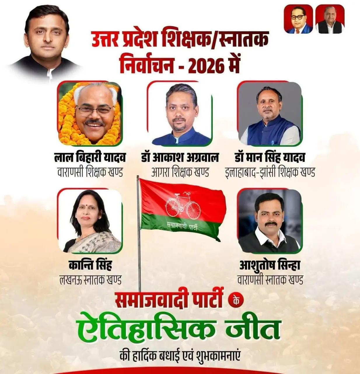 शिक्षक स्नातक MLC चुनाव के रिजल्ट आ चुका है सपा 05 सीट जीत गयी है बीजेपी 06 सीटों पर जीत दर्ज की है