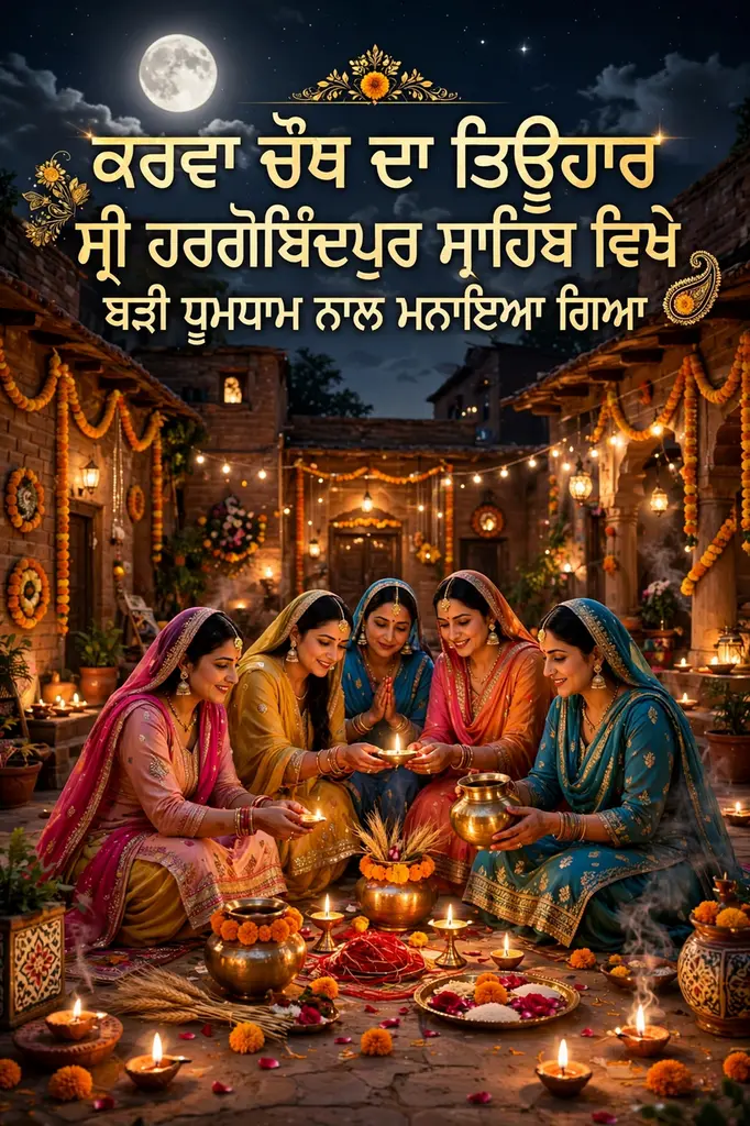 ਕਰਵਾ ਚੌਥ ਦਾ ਤਿਉਹਾਰ ਸ੍ਰੀ ਹਰਗੋਬਿੰਦਪੁਰ ਸਾਹਿਬ ਵਿਖੇ ਬੜੀ ਧੂਮ ਧਾਮ ਨਾਲ ਮਨਾਇਆ ਗਿਆ ਇਸ ਮੌਕੇ ਸ਼ਹਿਰ ਦੇ ਬਾਜ਼ਾਰਾਂ ਨੂੰ ਬੜੀ ਸੁੰਦਰ ਤਰੀਕੇ