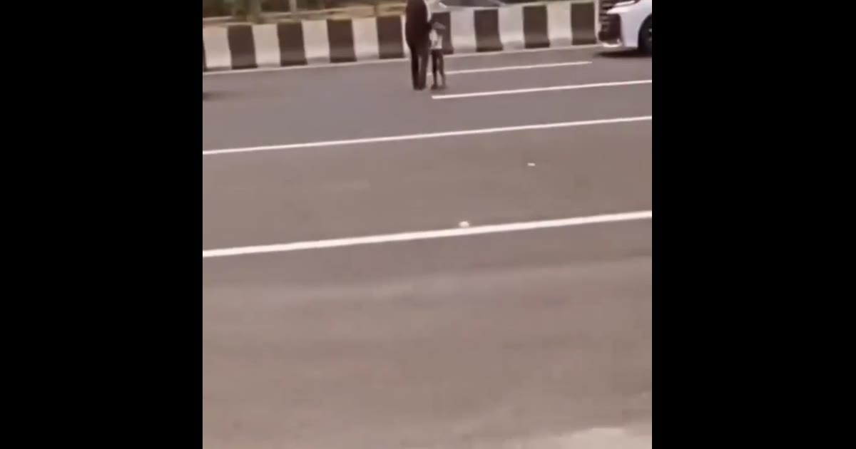हाईवे पर महिला ने तेज रफ्तार वाहनों के सामने आने की कोशिश की, ड्राइवर ने रोककर मारा थप्पड़
